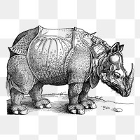 Armoured rhino png sticker illustration, transparent background. Free public domain CC0 image