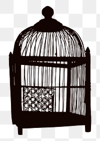 PNG vintage birdcage object sticker illustration, transparent background. Free public domain CC0 image