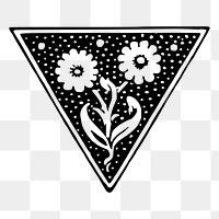 Triangle floral decorative png sticker illustration, transparent background. Free public domain CC0 image