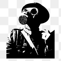 PNG soldier with gas mask sticker illustration, transparent background. Free public domain CC0 image