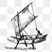 Outrigger boat png sticker illustration, transparent background. Free public domain CC0 image