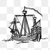 Sailing ship png sticker illustration, transparent background. Free public domain CC0 image