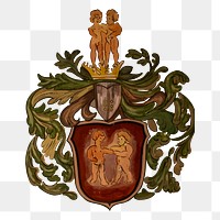 Twin png coat of arms sticker illustration, transparent background. Free public domain CC0 image