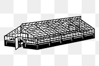 Greenhouse building  png sticker illustration, transparent background. Free public domain CC0 image.