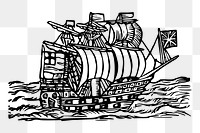 Sailing ship png sticker illustration, transparent background. Free public domain CC0 image.