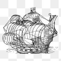 Sailing ship png sticker illustration, transparent background. Free public domain CC0 image.