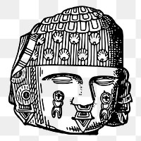 Aztec sculpture head png sticker illustration, transparent background. Free public domain CC0 image.