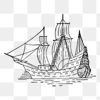 Sailing ship png sticker illustration, transparent background. Free public domain CC0 image.