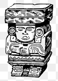 Aztec statue png sticker illustration, transparent background. Free public domain CC0 image.