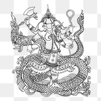 Lord Ganesha png sticker, Hindu God illustration, transparent background. Free public domain CC0 image.
