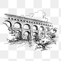 Roman bridge  png sticker illustration, transparent background. Free public domain CC0 image.