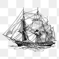 Sailing ship png sticker illustration, transparent background. Free public domain CC0 image.