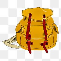 Yellow backpack png sticker, fashion illustration on transparent background. Free public domain CC0 image.