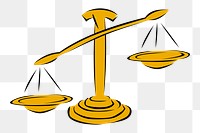 Scales of justice png sticker, object illustration on transparent background. Free public domain CC0 image.