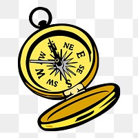 Pocket compass png sticker, object illustration on transparent background. Free public domain CC0 image.
