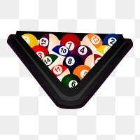 Billiard balls set png sticker, sport equipment illustration on transparent background. Free public domain CC0 image.