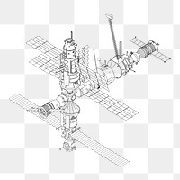 Png International Space Station sticker, galaxy illustration on transparent background. Free public domain CC0 image.