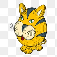 Cat cartoon png sticker, toy illustration on transparent background. Free public domain CC0 image.