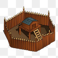 Medieval fortress png sticker, gaming illustration on transparent background. Free public domain CC0 image.