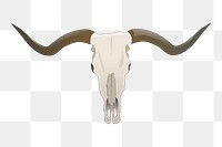 Longhorn skull png sticker, animal hunting illustration on transparent background. Free public domain CC0 image.