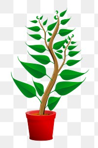 Potted plant png sticker, botanical illustration on transparent background. Free public domain CC0 image.