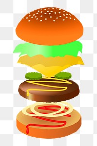 Hamburger png sticker, food illustration on transparent background. Free public domain CC0 image.