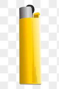 Yellow lighter png sticker, object illustration on transparent background. Free public domain CC0 image.