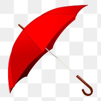 Red umbrella png sticker, object illustration on transparent background. Free public domain CC0 image.