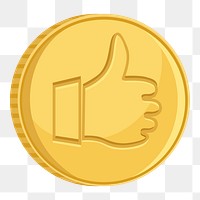 Thumbs up png coin sticker, object illustration on transparent background. Free public domain CC0 image.