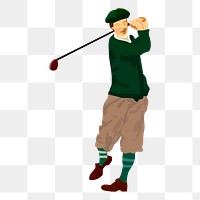 Male golfer png sticker, sport illustration on transparent background. Free public domain CC0 image.