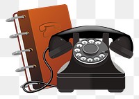 Vintage telephone png sticker, stationery illustration on transparent background. Free public domain CC0 image.