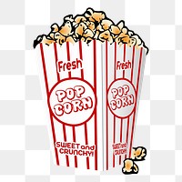 Popcorn png sticker, food illustration on transparent background. Free public domain CC0 image.