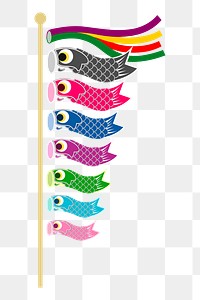 Koinobori png carp streamer sticker, Japanese Children's day decoration illustration on transparent background. Free public domain CC0 image.