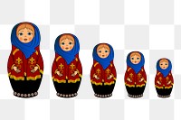 Matryoshka dolls png sticker, object illustration on transparent background. Free public domain CC0 image.