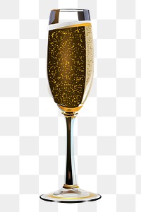 Champagne glass png sticker, beverage illustration on transparent background. Free public domain CC0 image.