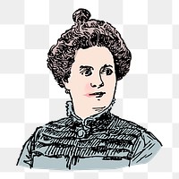 Victorian woman png sticker, vintage portrait illustration on transparent background. Free public domain CC0 image.