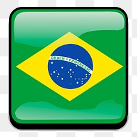 Brazil flag png sticker, icon illustration on transparent background. Free public domain CC0 image.