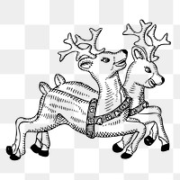 Christmas reindeers png sticker animal illustration, transparent background. Free public domain CC0 image