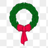 Christmas wreath png sticker, festive decoration illustration, transparent background. Free public domain CC0 image