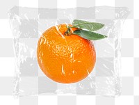 Orange fruit png plastic bag sticker, health, wellness concept art on transparent background