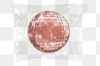 Pink disco ball png plastic bag sticker, party decoration concept art on transparent background