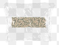 Leafy png washi tape plastic bag sticker, stationery concept art on transparent background