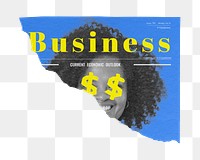 Business economics png sticker, ripped newspaper, financial investment headline, transparent background