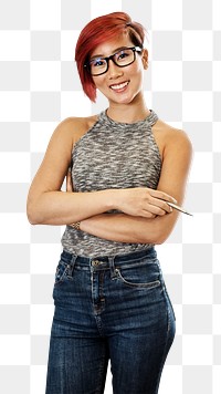 Red hair woman png sticker, transparent background