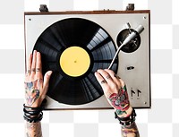 Vinyl record player png sticker, transparent background