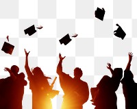 Graduation silhouette png sticker, transparent background