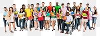 Diverse students png large group sticker, transparent background