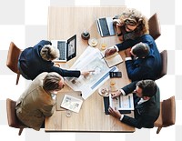 Png business people discussing in meeting, transparent background