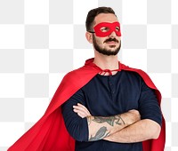 Superhero tattooed man png sticker, transparent background