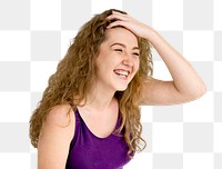 Teen girl laughing png sticker, transparent background